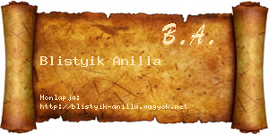 Blistyik Anilla névjegykártya